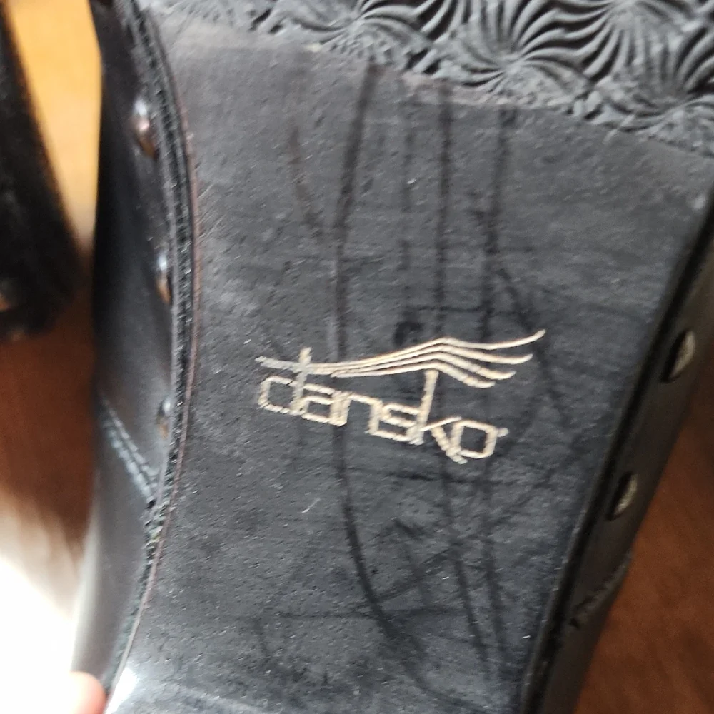 DANSKO | Rae Black Leather Heeled Clogs Studded Mules | EU 38 (US 7.5 -8) - Picture 9 of 10